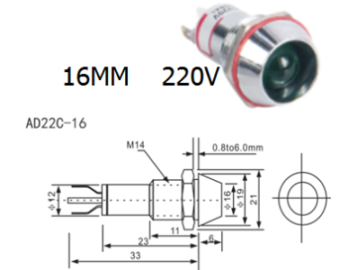Sinaleiro Indicador Metal LED AD22C-16 220V Branco - Imagem 1