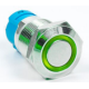 Bot&atilde;o de Painel 12 mm Met&aacute;lico Auto-travante Mini Curto Selado Verde com Anel Luminoso 12-24V Tipo Pino - Thumb - 4