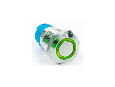 Bot&atilde;o de Painel 12 mm Met&aacute;lico Auto-travante Mini Curto Selado Verde com Anel Luminoso 12-24V Tipo Pino - Imagem 4