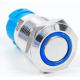 Interruptor de bot&atilde;o met&aacute;lico 12 mm mini curto com travamento, estanque e anel luminoso azul 12-24V tipo pino - Thumb - 8