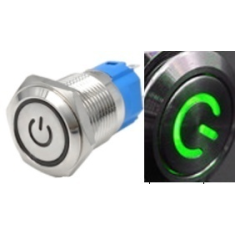 Interruptor de bot&atilde;o met&aacute;lico para painel cabe&ccedil;a plana 12 mm 3-6V travamento autom&aacute;tico &agrave; prova d'&aacute;gua com LED verde