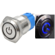 Bot&atilde;o de press&atilde;o met&aacute;lico 12 mm autotravante 12&ndash;24 V &agrave; prova d'&aacute;gua com LED azul - Thumb - 1