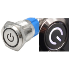 Interruptor bot&atilde;o met&aacute;lico 12 mm 110-220 V &agrave; prova d'&aacute;gua auto-travante com LED branco