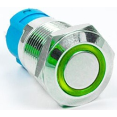 Interruptor de Bot&atilde;o Met&aacute;lico de Cabe&ccedil;a Plana 12 mm 3-6 V Auto-travante &agrave; prova d'&aacute;gua com LED Verde para Painel