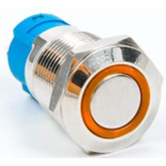 Bot&atilde;o de press&atilde;o met&aacute;lico cabe&ccedil;a plana 12 mm, 3 a 6 V, &agrave; prova d'&aacute;gua, com travamento e LED amarelo