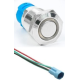 Interruptor bot&atilde;o met&aacute;lico cabe&ccedil;a plana 12 mm 3-6 V &agrave; prova d'&aacute;gua auto-travante com LED branco e soquete conector - Thumb - 1