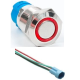 Interruptor de bot&atilde;o met&aacute;lico 12 mm moment&acirc;neo com retorno autom&aacute;tico 3 a 6 V &agrave; prova d'&aacute;gua, LED vermelho e soquete de conex&atilde;o - Thumb - 1