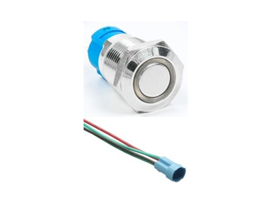 Bot&atilde;o met&aacute;lico de press&atilde;o cabe&ccedil;a plana 12 mm 3-6V &agrave; prova d'&aacute;gua moment&acirc;neo (retorno autom&aacute;tico) com LED branco e soquete de con - Imagem 1