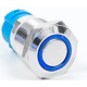 Bot&atilde;o interruptor de painel met&aacute;lico cabe&ccedil;a plana 12 mm 12-24V &agrave; prova d'&aacute;gua auto-travamento com LED azul - Thumb - 1