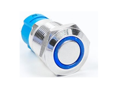 Bot&atilde;o interruptor de painel met&aacute;lico cabe&ccedil;a plana 12 mm 12-24V &agrave; prova d'&aacute;gua auto-travamento com LED azul - Imagem 1