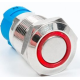 Bot&atilde;o de press&atilde;o met&aacute;lico 12 mm cabe&ccedil;a plana 110-220V &agrave; prova d'&aacute;gua com travamento autom&aacute;tico e LED vermelho - Thumb - 1
