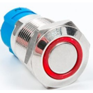 Bot&atilde;o de press&atilde;o met&aacute;lico 12 mm cabe&ccedil;a plana 110-220V &agrave; prova d'&aacute;gua com travamento autom&aacute;tico e LED vermelho