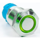 Interruptor de bot&atilde;o met&aacute;lico cabe&ccedil;a plana 12 mm 110-220 V &agrave; prova d'&aacute;gua com trava autom&aacute;tica e LED verde - Thumb - 1