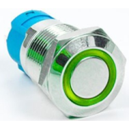 Interruptor de bot&atilde;o met&aacute;lico cabe&ccedil;a plana 12 mm 110-220 V &agrave; prova d'&aacute;gua com trava autom&aacute;tica e LED verde