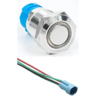 Bot&atilde;o pulsador met&aacute;lico de cabe&ccedil;a plana 12 mm 110-220V moment&acirc;neo autorrearm&aacute;vel &agrave; prova d'&aacute;gua com LED branco e soquete de bot&atilde;