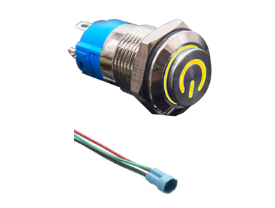 Interruptor de painel bot&atilde;o met&aacute;lico 12 mm auto-travante 3 a 6 V &agrave; prova d'&aacute;gua com LED amarelo e soquete conector - Imagem 1