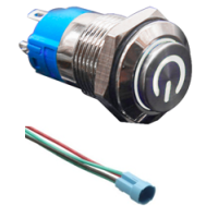 Interruptor de Painel bot&atilde;o met&aacute;lico cabe&ccedil;a alta 12 mm 3-6V &agrave; prova d'&aacute;gua com travamento autom&aacute;tico, LED branco e conector soqu