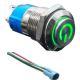 Interruptor de bot&atilde;o met&aacute;lico moment&acirc;neo cabe&ccedil;a alta 12 mm 3-6 V, retorno autom&aacute;tico, vedado, com LED verde - Thumb - 1