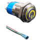 Bot&atilde;o pulsador met&aacute;lico cabe&ccedil;a alta 12 mm 12 a 24V &agrave; prova d'&aacute;gua com LED amarelo, trava auto-retentiva e soquete conector - Thumb - 1