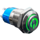 Interruptor de painel bot&atilde;o met&aacute;lico 12 mm cabe&ccedil;a alta 12 a 24 V moment&acirc;neo com LED verde &agrave; prova d'&aacute;gua e retorno autom&aacute;tico - Thumb - 1