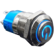 Bot&atilde;o de Press&atilde;o Met&aacute;lico 12 mm Cabe&ccedil;a Alta 12-24V Moment&acirc;neo com Retorno Autom&aacute;tico Imperme&aacute;vel e LED Azul - Thumb - 1