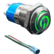 Bot&atilde;o de press&atilde;o met&aacute;lico cabe&ccedil;a alta 12 mm 110-220V &agrave; prova d'&aacute;gua com travamento autom&aacute;tico, LED verde e conector soquete - Thumb - 1