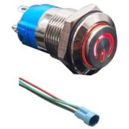 Bot&atilde;o met&aacute;lico moment&acirc;neo 12 mm cabe&ccedil;a alta 110-220V &agrave; prova d'&aacute;gua auto-retorno com LED vermelho