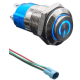 Bot&atilde;o met&aacute;lico cabe&ccedil;a alta 12 mm 110-220 V &agrave; prova d'&aacute;gua moment&acirc;neo com retorno autom&aacute;tico e LED azul - Thumb - 1