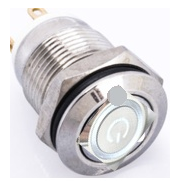 Bot&atilde;o de press&atilde;o met&aacute;lico curto 12 mm 3&ndash;6 V imperme&aacute;vel, moment&acirc;neo com retorno autom&aacute;tico e LED branco