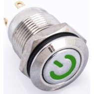 Interruptor de Press&atilde;o Met&aacute;lico 12 mm Curto Moment&acirc;neo Retorno Autom&aacute;tico 6-24V &agrave; Prova d'&Aacute;gua com LED Verde