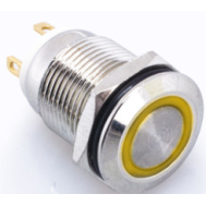 Bot&atilde;o de Press&atilde;o Met&aacute;lico para Painel 12 mm Cabe&ccedil;a Plana Curto 3-6 V &Agrave; Prova d'&Aacute;gua Moment&acirc;neo com Retorno Autom&aacute;tico e LED Amar