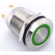 Bot&atilde;o pulsador met&aacute;lico 12 mm cabe&ccedil;a plana curta 6-24 V &agrave; prova d'&aacute;gua moment&acirc;neo com auto-retorno e LED verde - Thumb - 1