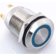 Bot&atilde;o de press&atilde;o met&aacute;lico moment&acirc;neo 12 mm cabe&ccedil;a curta plana 6 a 24 V &agrave; prova d'&aacute;gua com LED azul para painel - Thumb - 1