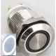 Bot&atilde;o de press&atilde;o met&aacute;lico 12 mm cabe&ccedil;a plana curta moment&acirc;neo autoretornante 6 a 24 V &agrave; prova d'&aacute;gua com LED branco - Thumb - 1