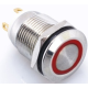 Bot&atilde;o met&aacute;lico moment&acirc;neo 12 mm 220 V, cabe&ccedil;a plana curta, &agrave; prova d'&aacute;gua, retorno autom&aacute;tico, LED vermelho - Thumb - 1