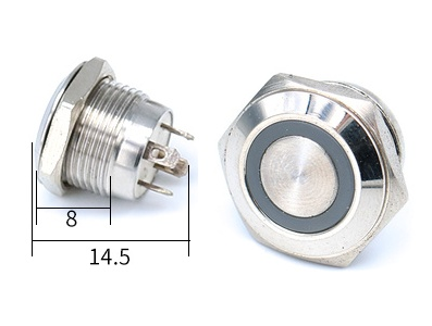 Bot&atilde;o de painel met&aacute;lico 12 mm, cabe&ccedil;a plana ultra-curta, ultra-fino sens&iacute;vel ao toque, moment&acirc;neo com retorno autom&aacute;tico, 3&ndash;6 V - Imagem 1