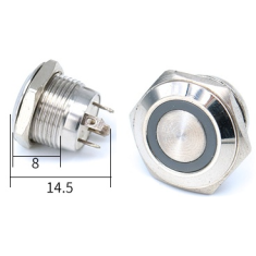 Bot&atilde;o de metal ultracurto de cabe&ccedil;a plana 12 mm 3-6 V &agrave; prova d'&aacute;gua moment&acirc;neo com retorno autom&aacute;tico, ultrafino sens&iacute;vel ao to