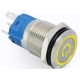 Bot&atilde;o de press&atilde;o met&aacute;lico de painel cabe&ccedil;a plana 16 mm, com travamento, &agrave; prova d'&aacute;gua, LED amarelo 3-6 V - Thumb - 1