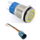 Interruptor de bot&atilde;o met&aacute;lico 16 mm cabe&ccedil;a chata autotravante 3 a 6 V &agrave; prova d'&aacute;gua com LED amarelo e soquete para conector de  - Thumb - 1