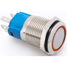 Bot&atilde;o interruptor met&aacute;lico de press&atilde;o 16 mm cabe&ccedil;a plana 3-6V 5A &agrave; prova d'&aacute;gua com trava autom&aacute;tica e LED vermelho