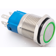 Bot&atilde;o de press&atilde;o met&aacute;lico cabe&ccedil;a plana 16 mm 110-220V &agrave; prova d'&aacute;gua auto-travante com LED verde