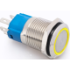 Bot&atilde;o interruptor met&aacute;lico de cabe&ccedil;a plana 16 mm 110-220V auto-bloqueio &agrave; prova d'&aacute;gua com LED amarelo para painel - Thumb - 1