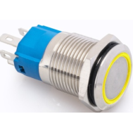 Bot&atilde;o interruptor met&aacute;lico de cabe&ccedil;a plana 16 mm 110-220V auto-bloqueio &agrave; prova d'&aacute;gua com LED amarelo para painel