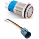 Bot&atilde;o de press&atilde;o met&aacute;lico para painel 16mm cabe&ccedil;a plana 110-220V &agrave; prova d'&aacute;gua auto-bloqueio LED vermelho com conector soquete - Thumb - 1