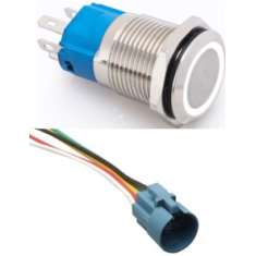 Bot&atilde;o interruptor de painel met&aacute;lico 16 mm cabe&ccedil;a chata 110-220 V &agrave; prova d'&aacute;gua com LED branco e travamento autom&aacute;tico