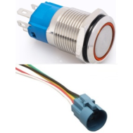 Bot&atilde;o interruptor met&aacute;lico moment&acirc;neo 16 mm 3 a 6 V &agrave; prova d'&aacute;gua, retorno autom&aacute;tico, LED vermelho e soquete de conex&atilde;o para p