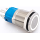 Interruptor de bot&atilde;o met&aacute;lico cabe&ccedil;a plana 16 mm 12-24V &agrave; prova d'&aacute;gua moment&acirc;neo com retorno autom&aacute;tico e LED branco - Thumb - 1
