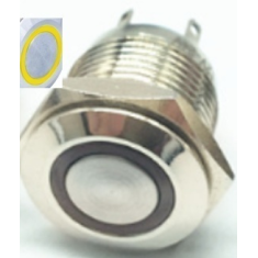 Bot&atilde;o interruptor met&aacute;lico de painel 16 mm 3-6V moment&acirc;neo com retorno autom&aacute;tico &agrave; prova d'&aacute;gua LED amarelo cabe&ccedil;a plana curta