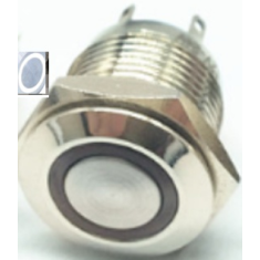 Bot&atilde;o pulsador met&aacute;lico 16 mm cabe&ccedil;a chata curta para painel 3 a 6 V &agrave; prova d'&aacute;gua moment&acirc;neo com LED branco e retorno autom&aacute;ti
