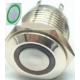 Bot&atilde;o de painel met&aacute;lico 16 mm, cabe&ccedil;a chata curta, moment&acirc;neo com retorno autom&aacute;tico, 12 a 24 V, &agrave; prova d'&aacute;gua, LED verde - Thumb - 1